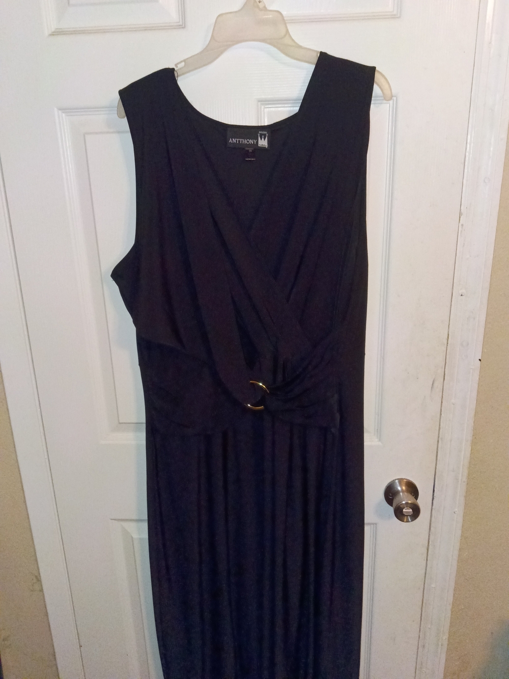 Antthony Black Sleeveless Maxi Dress with Gold Ring Detail